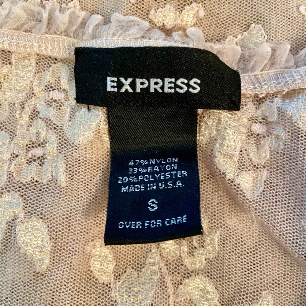 Vintage EXPRESS Nude Pink Lace Sheer Camisole Top S Y2K Grunge Coquette USA EUC - Picture 8 of 9
